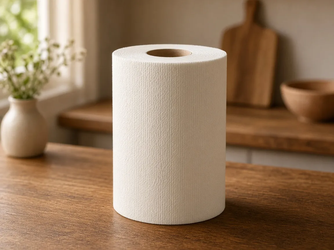 Kitchen paper towel roll on a kitchen counter